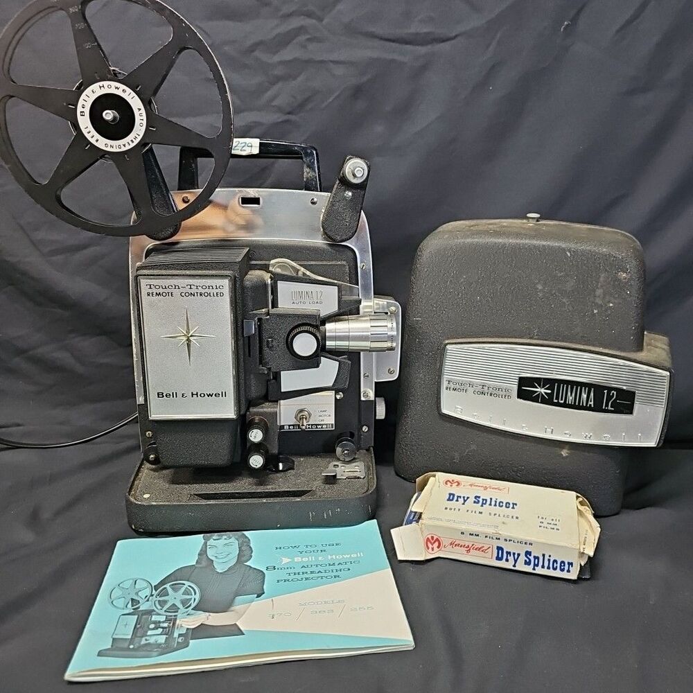 Bell & Howell Touch Tronic Lumina Auto Projector tested W/Manual 8mm Dry Splicer